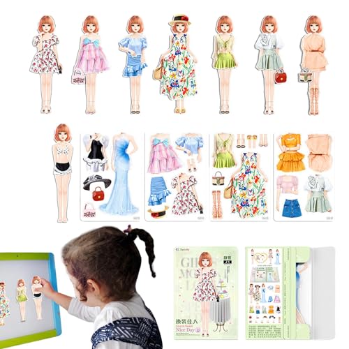 Dolls - Dress -up -Spielset, Prinzessinnen Wiederverwendbare Papierpuppen | Papierpuppe Magnet Play Sticker Book, geeignet für Weihnachten Geburtstag Geschenke Mädchen School Besondere An von Generisch