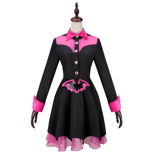 Draculaura Cosplay-Kostüm, Anime-Frauen-Shirt-Kleid mit schwarzen Netzsocken, Halloween-Uniform Draculaura Cosplay-Kostüm, Anime-Frauen-Shirt-Kleid mit schwarzen Netzsocken, Halloween-Uniform von Generisch