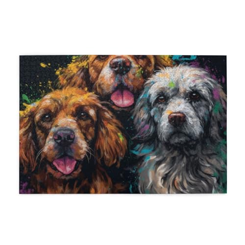 Drei Hunde Mops mit braunem und 1000 Teilen Puzzle für Erwachsene Holzpuzzles für Erwachsene Geschenke Heimdekoration Drei Hunde Mops mit braunem und 1000 Teilen Puzzle für Erwachsene Holzpuzzles für Erwachsene Geschenke Heimdekoration von Generisch