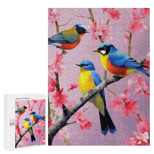 Drei bunte Vögel sitzend auf blühenden Zweigen 500 Teile Tier klassisches Holzpuzzle für Erwachsene Drei bunte Vögel sitzend auf blühenden Zweigen 500 Teile Tier klassisches Holzpuzzle für Erwachsene von Generisch
