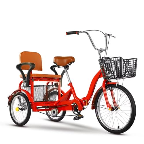 Dreirad für Erwachsene, 16 Zoll Tandem mit Rücksitz für Senioren, 3-Rad mit empfindlichen Bremsen, verstellbare Sattel- und Lenkerhöhe Dreirad für Erwachsene, 16 Zoll Tandem mit Rücksitz für Senioren, 3-Rad mit empfindlichen Bremsen, verstellbare Sattel- und Lenkerhöhe von Generisch