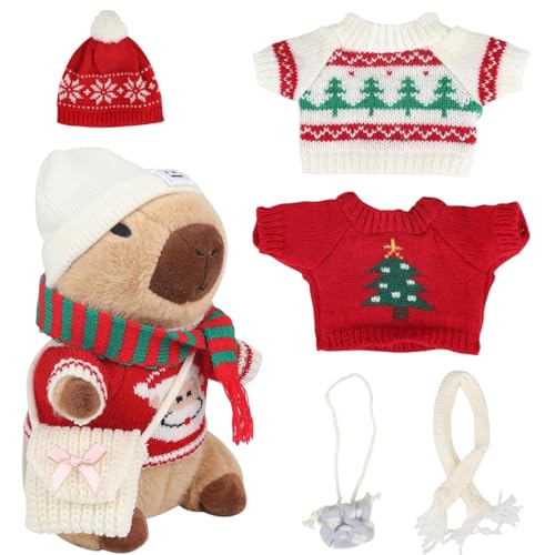 Dress Up Capybara Plüschtier | 23 cm Capybara Plushie Puppen mit 9 teiliger Kleidung und Accessoires | Süßes Kuscheltier Capybaras Kissen | Capybara Figur Kostüm Stofftier Partygeschenke für Kinder Dress Up Capybara Plüschtier | 23 cm Capybara Plushie Puppen mit 9 teiliger Kleidung und Accessoires | Süßes Kuscheltier Capybaras Kissen | Capybara Figur Kostüm Stofftier Partygeschenke für Kinder von Generisch