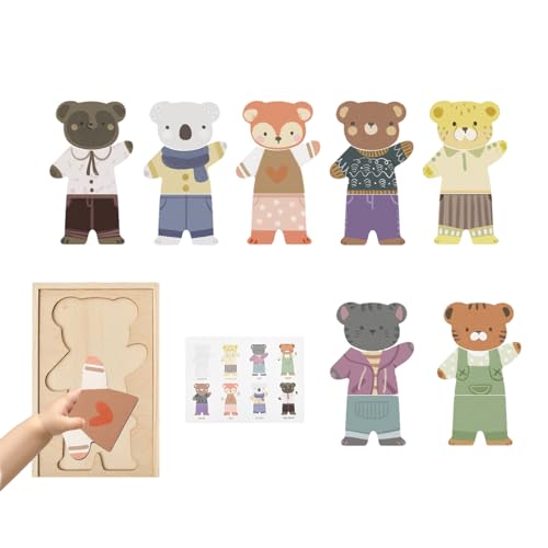Dress -up -Spiele - 255G Holztierdesign -Puppen für kreatives Lernen, Rätsel mit Bildungsbrett mit Outfit -Spielspiel, tun Spiele für Klassenzimmer, Reisen, interaktives Spielzeug, gegenwärtige Verwen Dress -up -Spiele - 255G Holztierdesign -Puppen für kreatives Lernen, Rätsel mit Bildungsbrett mit Outfit -Spielspiel, tun Spiele für Klassenzimmer, Reisen, interaktives Spielzeug, gegenwärtige Verwen von Generisch