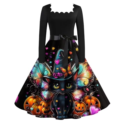 Dresses for Women Kürbiskleid Hexen Malefiz Vampir Kleid Damen Curvy Rokoko Monster Halloween Costumes Dämonen Geisterbraut Geist Goth 3XL von Generisch