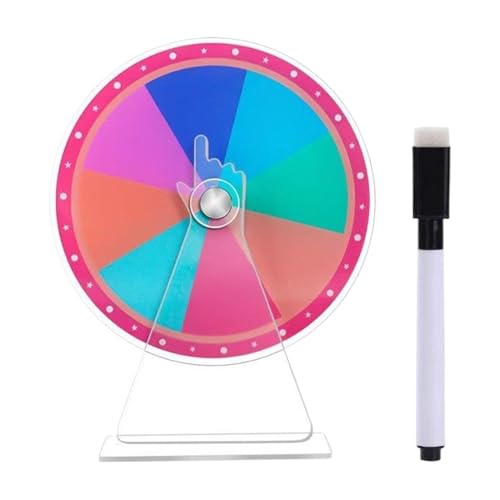 Dry Erase Wheel Spinner, Acrylic Tabletop Roulette Game Wheel 4.92x3.94 inches, Rewritable Marker with Rainbow Color Slots, Lucky Draw Toy for Carnival, Trade Shows von Generisch