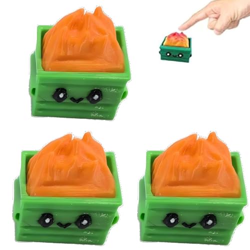 Dumpster Fire Clickie Fidget, Resin Dumpster Fire Clickie Figurines Table Centerpiece, Office Desk Decor, Keyboard Fidget, Clicker Fidget, for Students, Office Workers, Gamers(3 Oranges) von Generisch