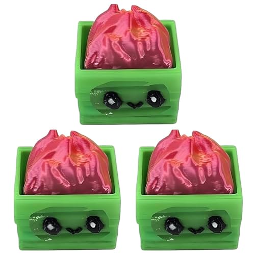 Dumpster Fire Clickie Fidget, Resin Dumpster Fire Clickie Figurines Table Centerpiece, Office Desk Decor, Keyboard Fidget, Clicker Fidget, for Students, Office Workers, Gamers(3 Reds) von Generisch