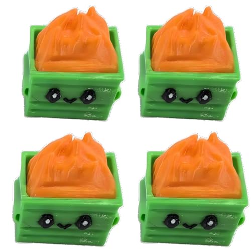 Dumpster Fire Clickie Fidget, Resin Dumpster Fire Clickie Figurines Table Centerpiece, Office Desk Decor, Keyboard Fidget, Clicker Fidget, for Students, Office Workers, Gamers(4 Oranges) von Generisch