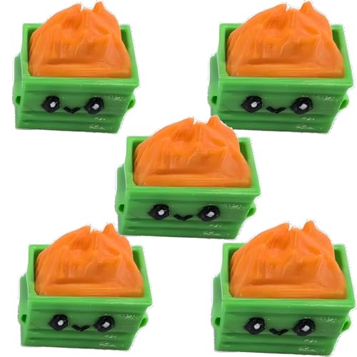 Dumpster Fire Clickie Fidget, Resin Dumpster Fire Clickie Figurines Table Centerpiece, Office Desk Decor, Keyboard Fidget, Clicker Fidget, for Students, Office Workers, Gamers(5 Oranges) von Generisch