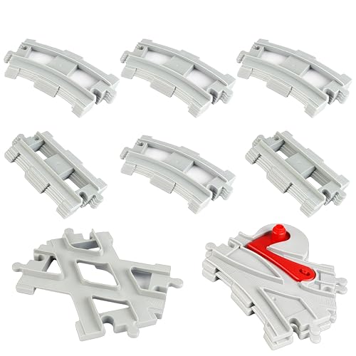 Duplo Schienen Erweiterung – Bausteine Zug Schienen Set, Spielzeug Eisenbahnschienen mit Train Crossing Track, Gerade & Kurven Schienen, kompatibel mit dem Marktführer ab 2 Jahren (33 Stück) von Generisch