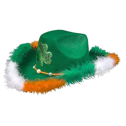 Earp Kostüm Hut mit Feder und 6 Stück Herz Sonnenbrille Set für Mädchen Kostüm Kleine Mädchen Hüte Fedora (Grün, Einheitsgröße) von Generisch