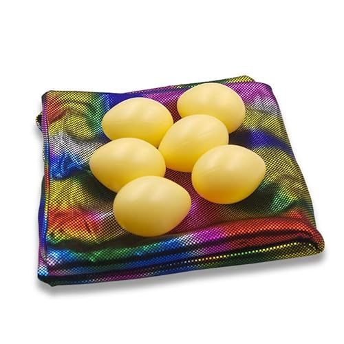 Egg Production Magic Trick Set - Buntes Tuch mit verstecktem Gimmick für Comedy-Bühnenakte, inklusive künstlichen Eiern, 37 x 37 cm Egg Production Magic Trick Set - Buntes Tuch mit verstecktem Gimmick für Comedy-Bühnenakte, inklusive künstlichen Eiern, 37 x 37 cm von Generisch