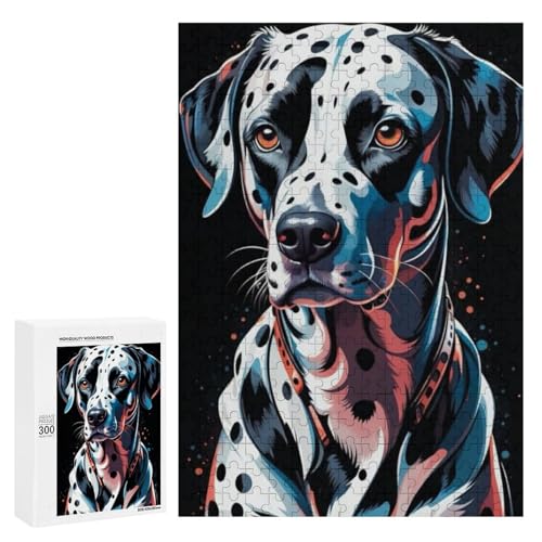 Ein bunter Dalmatiner-Hund mit auffälligen Augen. Klassisches Holzpuzzle für Erwachsene, 300 Teile von Generisch