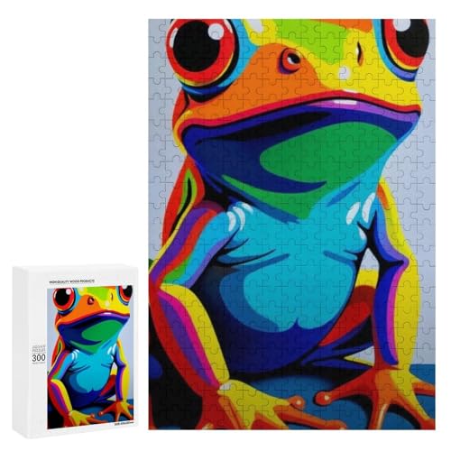 Ein bunter Frosch mit lebendigen Farbtönen. Klassisches Holzpuzzle für Erwachsene, 300 Teile Ein bunter Frosch mit lebendigen Farbtönen. Klassisches Holzpuzzle für Erwachsene, 300 Teile von Generisch