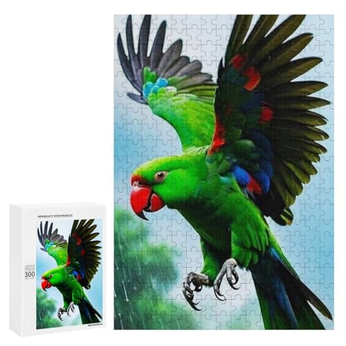 Ein bunter Papagei fliegt im Regen. Klassisches Holzpuzzle für Erwachsene, 300 Teile Ein bunter Papagei fliegt im Regen. Klassisches Holzpuzzle für Erwachsene, 300 Teile von Generisch