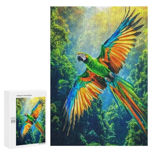 Ein bunter Papagei schwebt durch den üppigen Dschungel. Klassisches Holzpuzzle für Erwachsene, 300 Teile Ein bunter Papagei schwebt durch den üppigen Dschungel. Klassisches Holzpuzzle für Erwachsene, 300 Teile von Generisch