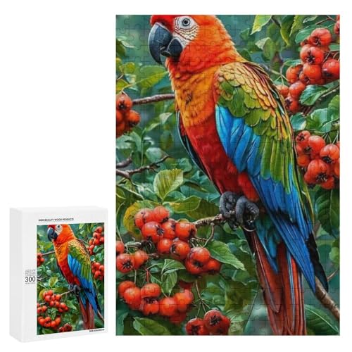 Ein bunter Papagei sitzt auf einem Ast, umgeben von lebendigen Beeren. Klassisches Holzpuzzle für Erwachsene mit 300 Teilen Ein bunter Papagei sitzt auf einem Ast, umgeben von lebendigen Beeren. Klassisches Holzpuzzle für Erwachsene mit 300 Teilen von Generisch
