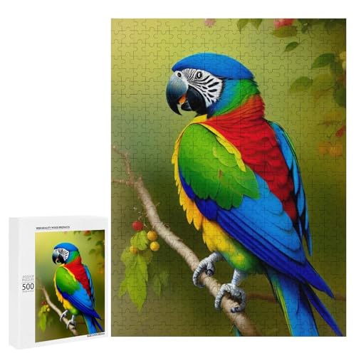 Ein bunter Papagei sitzt auf einem Ast. Klassisches Holzpuzzle für Erwachsene, 500 Teile Ein bunter Papagei sitzt auf einem Ast. Klassisches Holzpuzzle für Erwachsene, 500 Teile von Generisch