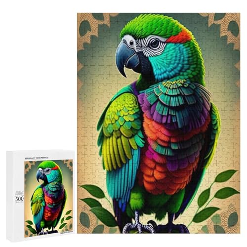 Ein bunter Papagei sitzt auf einem Blattzweig, 500 Teile Tier, klassisches Holzpuzzle für Erwachsene Ein bunter Papagei sitzt auf einem Blattzweig, 500 Teile Tier, klassisches Holzpuzzle für Erwachsene von Generisch