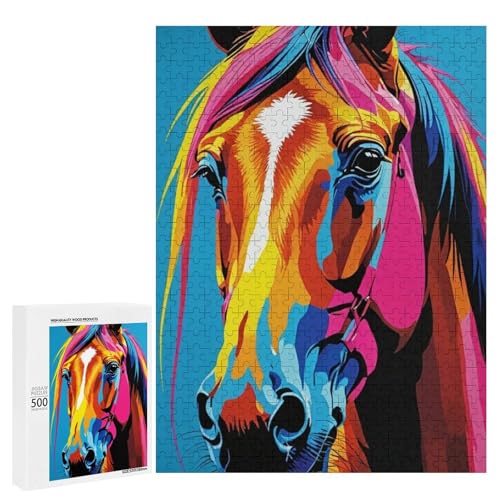 Ein buntes Pferde-Porträt, 500 Teile, Tier, klassisches Holzpuzzle für Erwachsene Ein buntes Pferde-Porträt, 500 Teile, Tier, klassisches Holzpuzzle für Erwachsene von Generisch