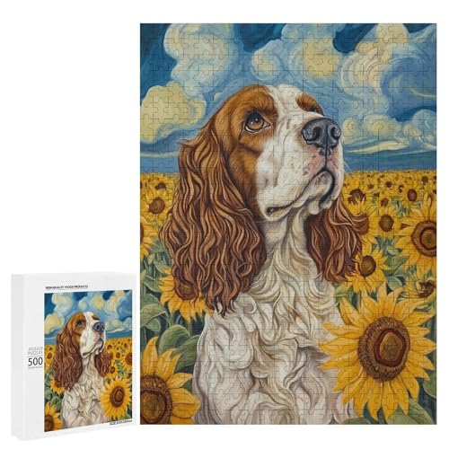 Ein charmanter Hund inmitten eines Sonnenblumenfeldes 500 Teile Tier Classic Holzpuzzle für Erwachsene Ein charmanter Hund inmitten eines Sonnenblumenfeldes 500 Teile Tier Classic Holzpuzzle für Erwachsene von Generisch