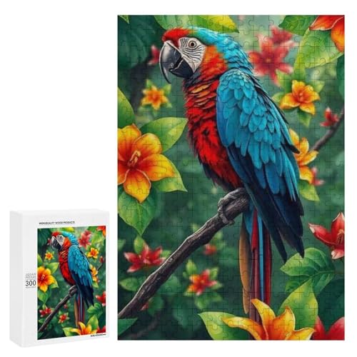 Ein farbenfroher Papageien-Sitzplatz inmitten lebendiger Blumen. Klassisches Holzpuzzle für Erwachsene, 300 Teile Ein farbenfroher Papageien-Sitzplatz inmitten lebendiger Blumen. Klassisches Holzpuzzle für Erwachsene, 300 Teile von Generisch