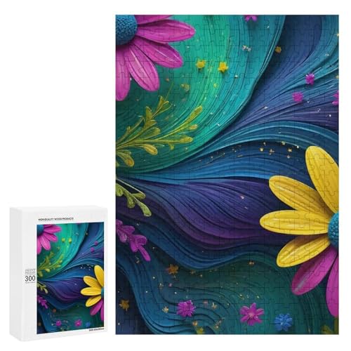 Ein farbenfroher floraler Wirbel mit lebendigen Blumen. Klassisches Holzpuzzle für Erwachsene, 300 Teile Ein farbenfroher floraler Wirbel mit lebendigen Blumen. Klassisches Holzpuzzle für Erwachsene, 300 Teile von Generisch