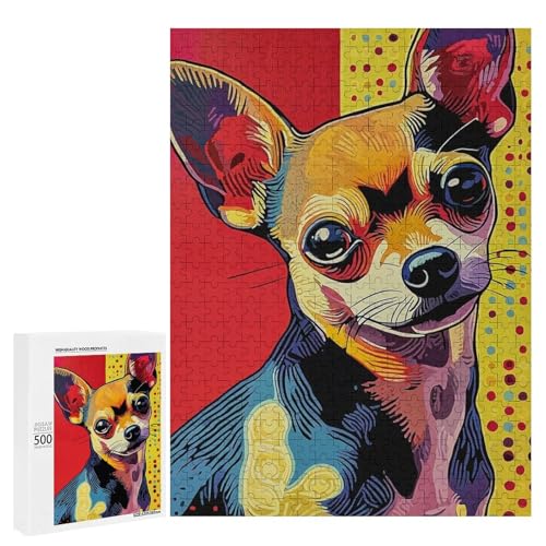 Ein farbenfrohes Gemälde eines fröhlichen Chihuahuas, 500 Teile Tier, klassisches Holzpuzzle für Erwachsene Ein farbenfrohes Gemälde eines fröhlichen Chihuahuas, 500 Teile Tier, klassisches Holzpuzzle für Erwachsene von Generisch