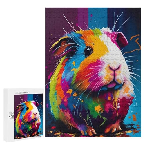 Ein farbenfrohes Meerschweinchen mit lebendigen Farbspritzern 500 Teile Tierpuzzle aus Holz, klassisches Puzzle für Erwachsene Ein farbenfrohes Meerschweinchen mit lebendigen Farbspritzern 500 Teile Tierpuzzle aus Holz, klassisches Puzzle für Erwachsene von Generisch
