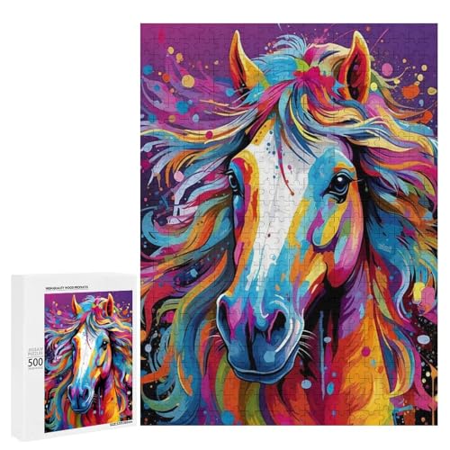 Ein farbenfrohes Pferdegemälde, 500 Teile Tier, klassisches Holzpuzzle für Erwachsene Ein farbenfrohes Pferdegemälde, 500 Teile Tier, klassisches Holzpuzzle für Erwachsene von Generisch