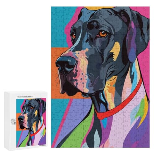 Ein farbenfrohes Porträt eines Hundes mit lebendigen Mustern. Klassisches Holzpuzzle für Erwachsene, 300 Teile Ein farbenfrohes Porträt eines Hundes mit lebendigen Mustern. Klassisches Holzpuzzle für Erwachsene, 300 Teile von Generisch