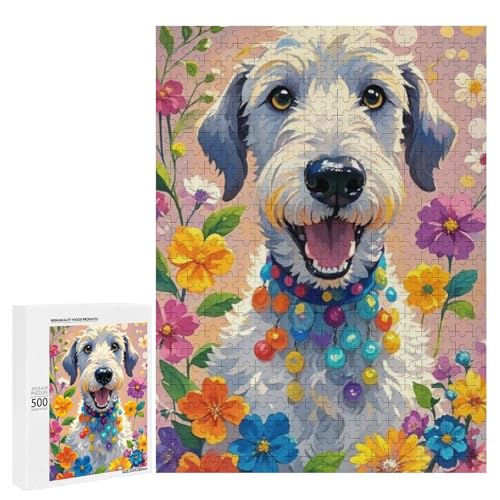 Ein fröhlicher Hund umgeben von bunten Blumen 500 Teile Tier klassisches Holzpuzzle für Erwachsene Ein fröhlicher Hund umgeben von bunten Blumen 500 Teile Tier klassisches Holzpuzzle für Erwachsene von Generisch
