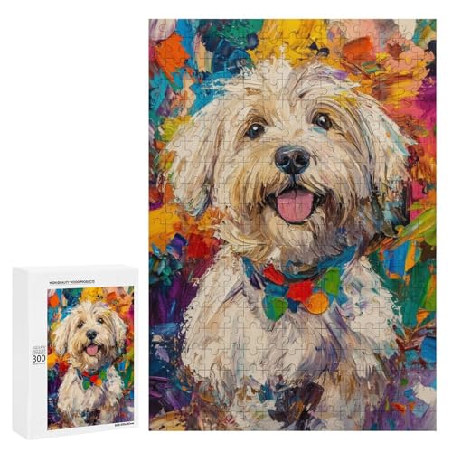 Ein fröhlicher Hund umgeben von lebendigen Farben. 300 Teile Tierpuzzle aus Holz, klassisches Holzpuzzle für Erwachsene Ein fröhlicher Hund umgeben von lebendigen Farben. 300 Teile Tierpuzzle aus Holz, klassisches Holzpuzzle für Erwachsene von Generisch