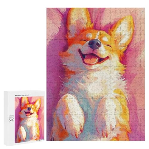 Ein fröhliches Corgi Painting, 500 Teile Tier, klassisches Holzpuzzle für Erwachsene Ein fröhliches Corgi Painting, 500 Teile Tier, klassisches Holzpuzzle für Erwachsene von Generisch