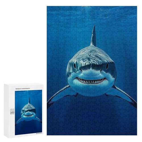 Ein großartiger weißer Hai, der unter Wasser schwimmt. 300 Teile Tierpuzzle aus Holz, klassisches Holzpuzzle für Erwachsene Ein großartiger weißer Hai, der unter Wasser schwimmt. 300 Teile Tierpuzzle aus Holz, klassisches Holzpuzzle für Erwachsene von Generisch