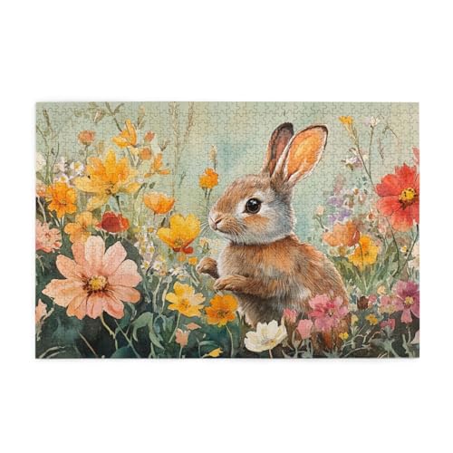 Ein kleines Kaninchen in den Blumen, 1000 Teile Puzzle für Erwachsene, Holzpuzzles für Erwachsene, Geschenke, Heimdekoration Ein kleines Kaninchen in den Blumen, 1000 Teile Puzzle für Erwachsene, Holzpuzzles für Erwachsene, Geschenke, Heimdekoration von Generisch