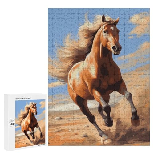 Ein majestätisches Pferd, das frei in der Wüste galoppiert, 500 Teile Tier, klassisches Holzpuzzle für Erwachsene Ein majestätisches Pferd, das frei in der Wüste galoppiert, 500 Teile Tier, klassisches Holzpuzzle für Erwachsene von Generisch