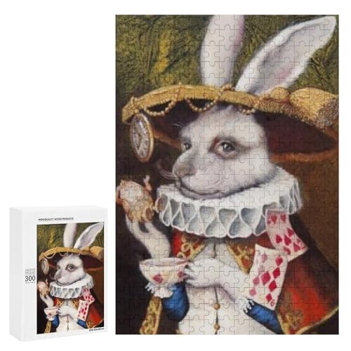 Ein skurriles Kaninchen in königlicher Kleidung hält eine Tasse und ein Stück Kuchen. Klassisches Holzpuzzle für Erwachsene mit 300 Teilen Ein skurriles Kaninchen in königlicher Kleidung hält eine Tasse und ein Stück Kuchen. Klassisches Holzpuzzle für Erwachsene mit 300 Teilen von Generisch