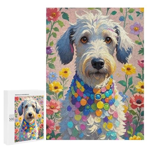 Ein süßer Hund umgeben von bunten Blumen 500 Teile Tier klassisches Holzpuzzle für Erwachsene Ein süßer Hund umgeben von bunten Blumen 500 Teile Tier klassisches Holzpuzzle für Erwachsene von Generisch