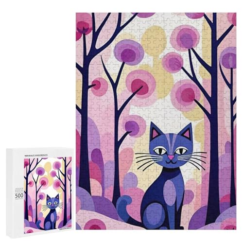 Eine bezaubernde Katze in einem skurrilen bunten Wald, 500 Teile Tierpuzzle aus Holz, klassisches Puzzle für Erwachsene Eine bezaubernde Katze in einem skurrilen bunten Wald, 500 Teile Tierpuzzle aus Holz, klassisches Puzzle für Erwachsene von Generisch