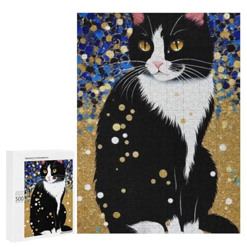 Eine bezaubernde Katze inmitten glitzerndes Konfetti, 500 Teile Tier, klassisches Holzpuzzle für Erwachsene von Generisch