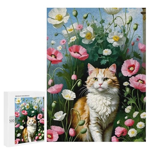 Eine bezaubernde Katze inmitten lebendiger Blumen. Klassisches Holzpuzzle für Erwachsene, 500 Teile Eine bezaubernde Katze inmitten lebendiger Blumen. Klassisches Holzpuzzle für Erwachsene, 500 Teile von Generisch