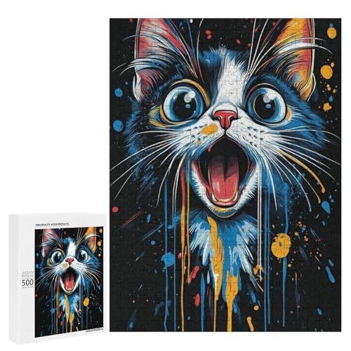 Eine bunte, ausdrucksstarke Katze mit Farbspritzern 500 Teile Tierpuzzle klassisches Holzpuzzle für Erwachsene Eine bunte, ausdrucksstarke Katze mit Farbspritzern 500 Teile Tierpuzzle klassisches Holzpuzzle für Erwachsene von Generisch