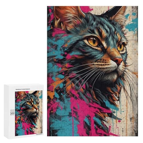 Eine bunte, künstlerische Darstellung einer Katze, 3300 Teile, klassisches Holzpuzzle für Erwachsene Eine bunte, künstlerische Darstellung einer Katze, 3300 Teile, klassisches Holzpuzzle für Erwachsene von Generisch