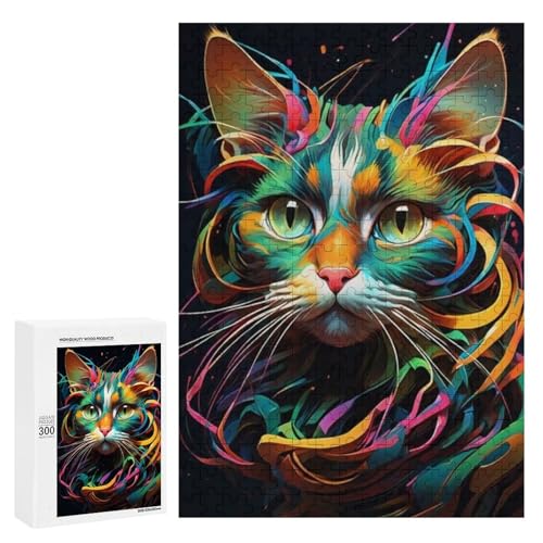 Eine bunte, künstlerische Darstellung einer Katze. Klassisches Holzpuzzle für Erwachsene, 2300 Teile Eine bunte, künstlerische Darstellung einer Katze. Klassisches Holzpuzzle für Erwachsene, 2300 Teile von Generisch
