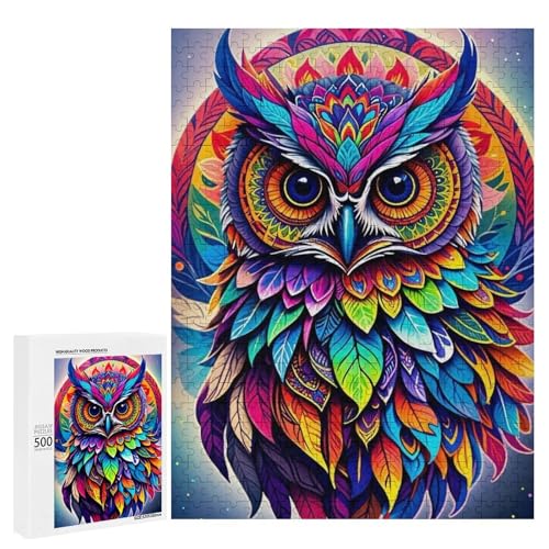 Eine bunte, mandala-inspirierte Eule. 500 Teile Tierpuzzle aus Holz, klassisches Puzzle für Erwachsene Eine bunte, mandala-inspirierte Eule. 500 Teile Tierpuzzle aus Holz, klassisches Puzzle für Erwachsene von Generisch