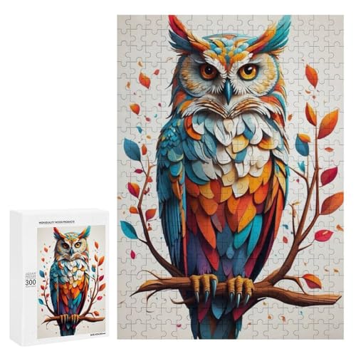 Eine bunte Eule, die auf einem Ast sitzt, 1300 Teile, klassisches Holzpuzzle für Erwachsene Eine bunte Eule, die auf einem Ast sitzt, 1300 Teile, klassisches Holzpuzzle für Erwachsene von Generisch