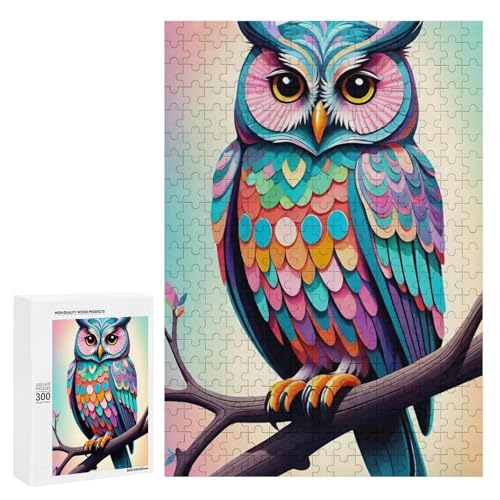 Eine bunte Eule, die auf einem Ast sitzt, 3300 Teile, klassisches Holzpuzzle für Erwachsene Eine bunte Eule, die auf einem Ast sitzt, 3300 Teile, klassisches Holzpuzzle für Erwachsene von Generisch