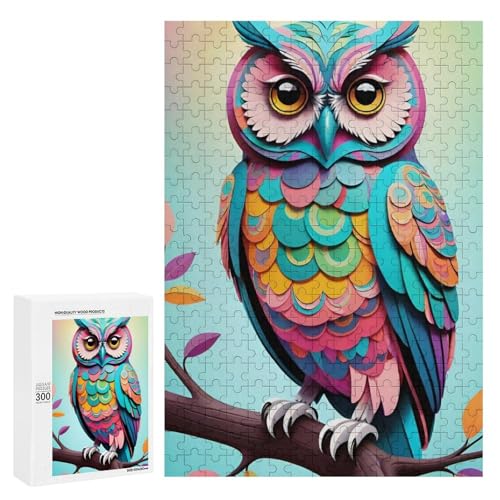 Eine bunte Eule, die auf einem Ast sitzt, 9300 Teile, klassisches Holzpuzzle für Erwachsene Eine bunte Eule, die auf einem Ast sitzt, 9300 Teile, klassisches Holzpuzzle für Erwachsene von Generisch