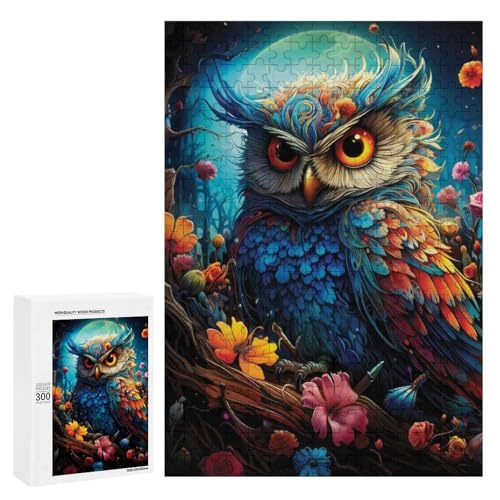 Eine bunte Eule umgeben von lebendigen Blumen. Klassisches Holzpuzzle für Erwachsene, 300 Teile Eine bunte Eule umgeben von lebendigen Blumen. Klassisches Holzpuzzle für Erwachsene, 300 Teile von Generisch